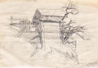 Landschaftsstudie | 1932 | Tusche auf Pergament